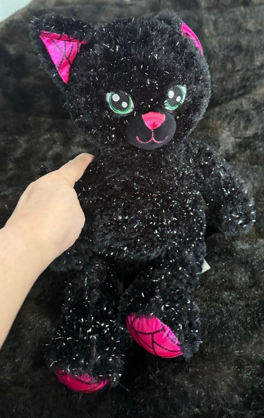 Build a Bear Night Magic Kitty Cat 16" Plush Black Sparkle 2018 Halloween BAB